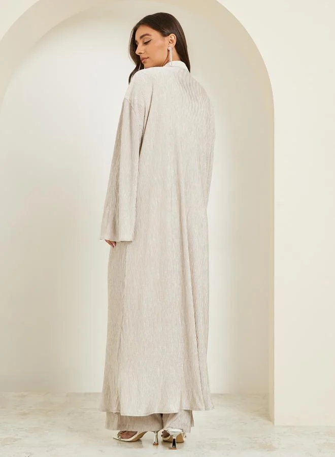 Styli  Women Regular Fit Plisse Maxi Kimono for Women | Best Price UAE